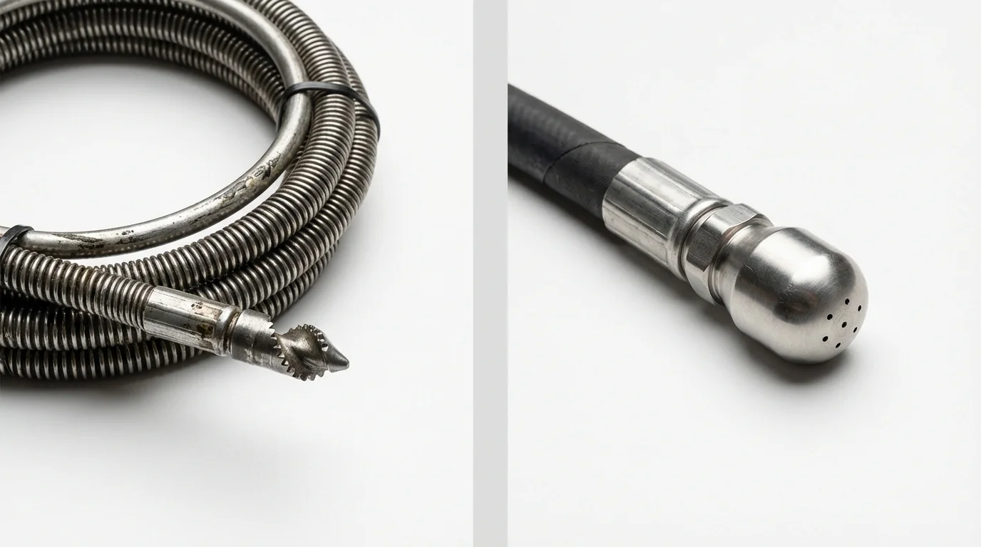 Drain snake cable and hydro jetting nozzle used for drain cleaning in Apache Junction, AZ