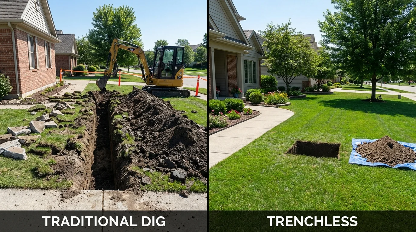 Trenchless sewer repair with minimal yard damage versus traditional excavation in Apache Junction, AZ